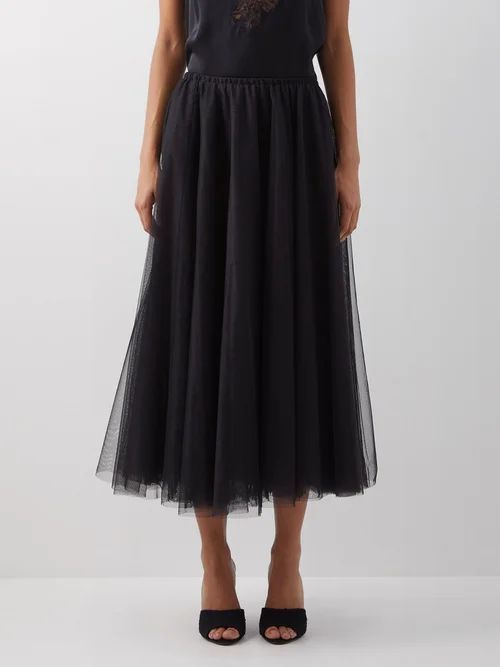Recycled Tulle Midi Tutu Skirt - Womens - Black