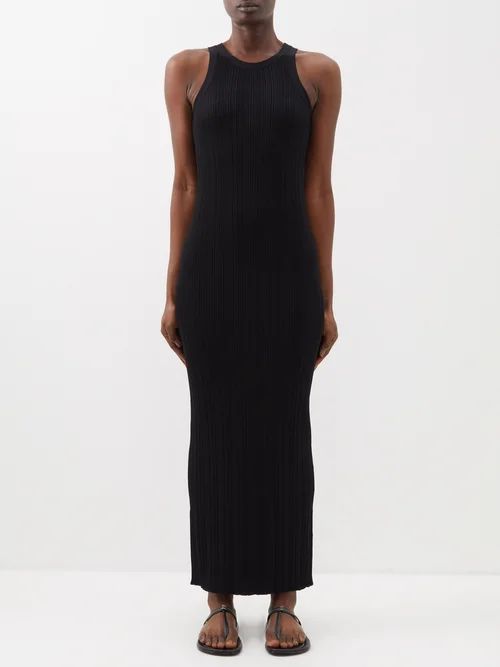 Ribbed-knit Jersey Maxi Dress - Womens - Black