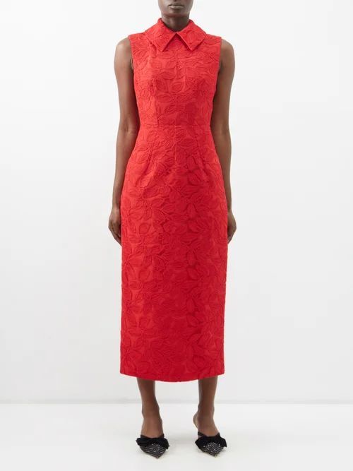Mason Lace-embroidered Mesh Dress - Womens - Red