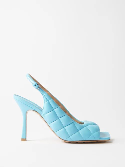 Quilted 90 Slingback Leather Sandals - Womens - Blue