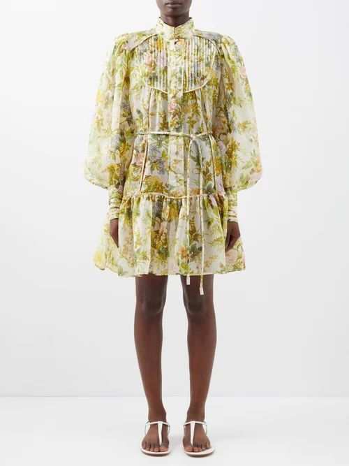 Eden Floral-print Voile Mini Dress - Womens - Multi