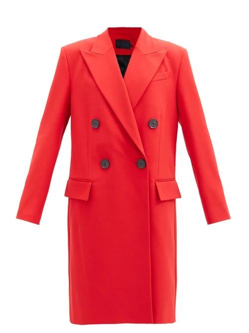 Double-breasted Twill Coat - Womens - Red