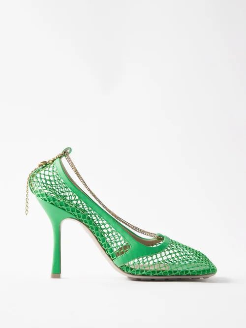 Stretch 90 Mesh And Leather Pumps - Womens - Green