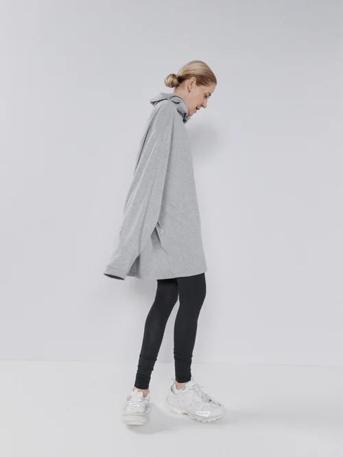 Hooded Oversized Recycled Cotton-blend T-shirt - Womens - Grey
