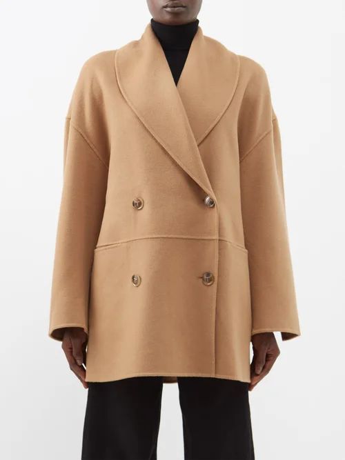 Double-breasted Shawl-lapel Wool Coat - Womens - Camel