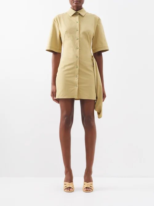 Camisa Cutout Twill Shirt Dress - Womens - Light Khaki