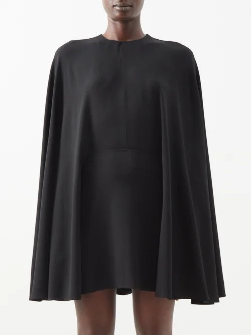 Cape-sleeve Crepe Mini Dress - Womens - Black
