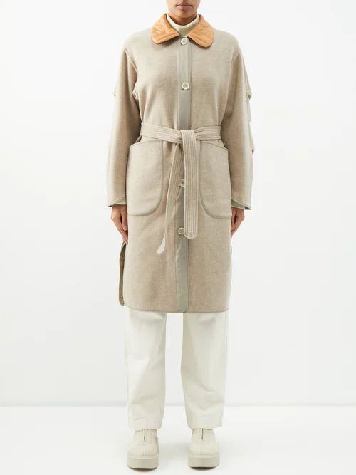 Reversible Quilt-trimmed Wool Parka - Womens - Beige Multi