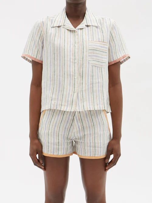 Kaia Patch-pocket Striped Linen-khadi Shirt - Womens - Multi