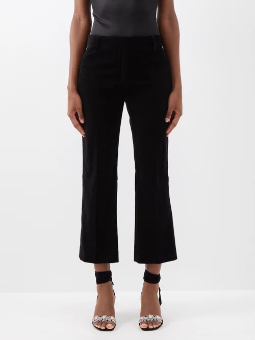 Le Crop Velvet Suit Trousers - Womens - Black