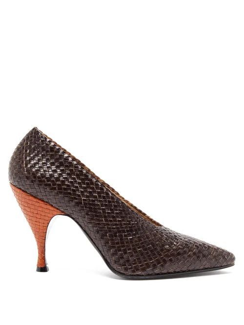 Lady D Woven-leather Pumps - Womens - Brown Multi