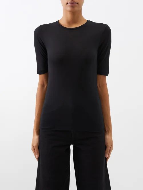 Crew-neck Modal-blend T-shirt - Womens - Black