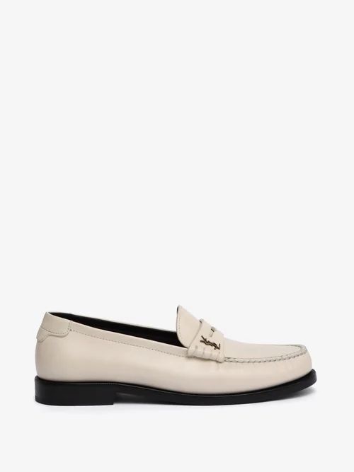 Le Loafer Logo-plaque Leather Loafers - Womens - Cream