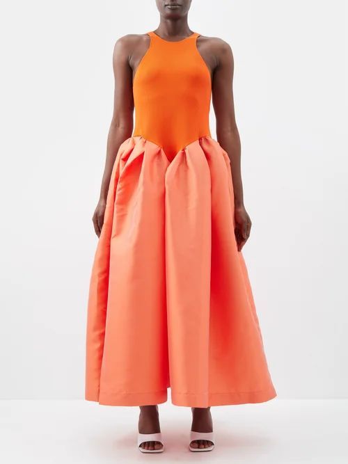 Organic Cotton-blend Jersey And Taffeta Dress - Womens - Orange