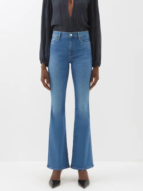 Le High Flared Slim-leg Jeans - Womens - Mid Denim