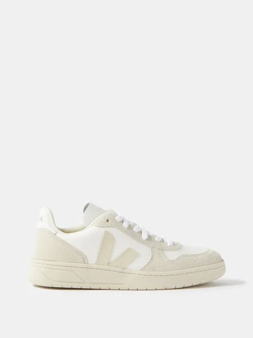 V-10 Suede And Mesh Trainers - Womens - White