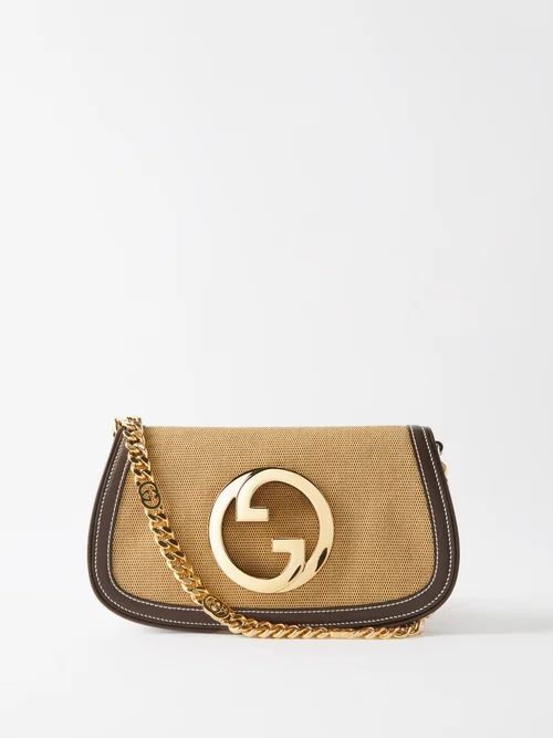 Blondie Interlocking-gs Logo Small Shoulder Bag - Womens - Beige Brown