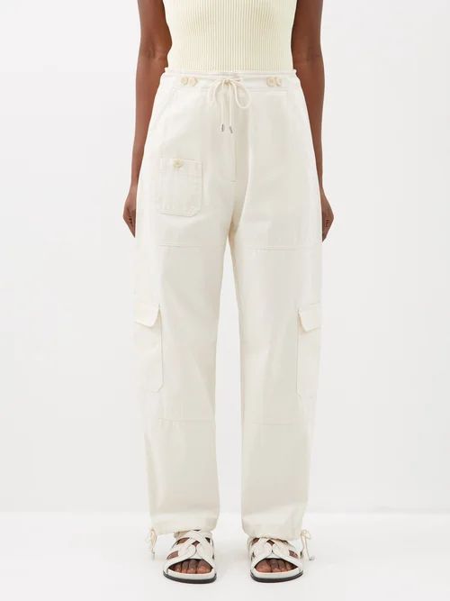 Cargo-pocket Organic Cotton-canvas Trousers - Womens - Ecru