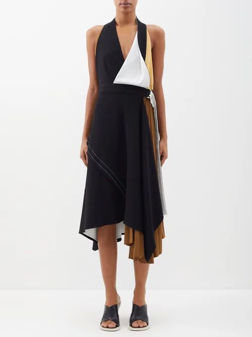 Re-edition 2019 Colour-block Crepe Dress - Womens - Black Multi