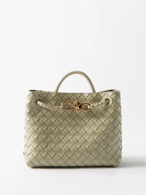 Andiamo Small Intrecciato-leather Handbag - Womens - Beige