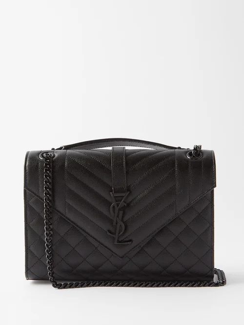 Envelope Matelassé-leather Shoulder Bag - Womens - Black