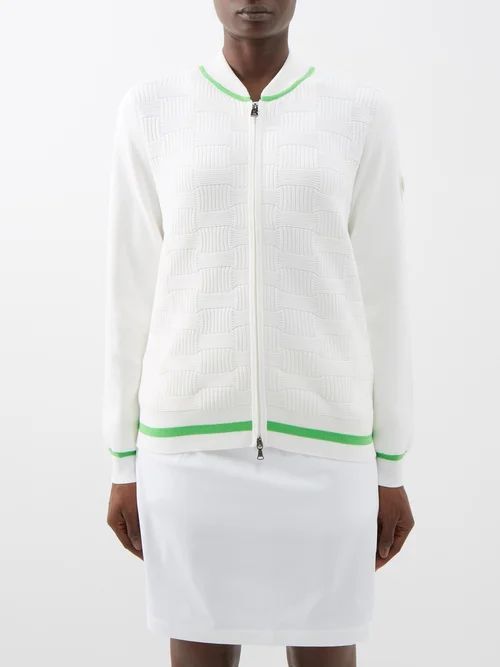 Elfi Jacquard-knit Zipped Cardigan - Womens - White Green