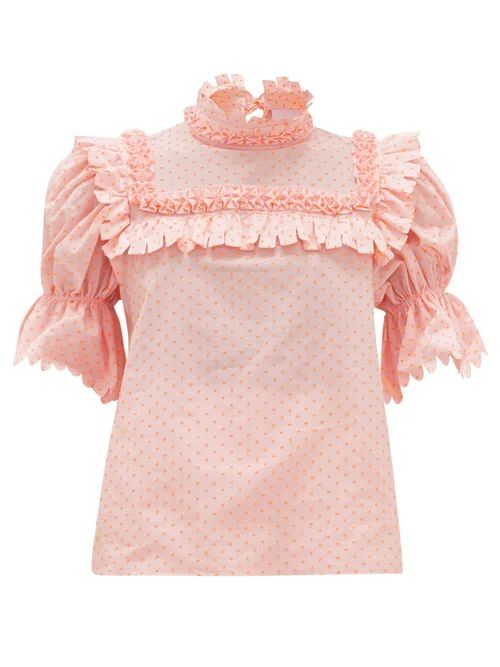 Lucy Fil-coupé Cotton-poplin Blouse - Womens - Pink