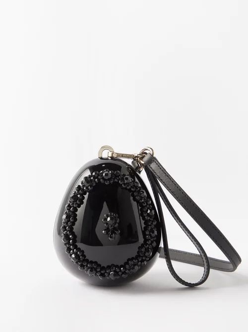 Egg Bead-embellished Clutch Bag - Womens - Black