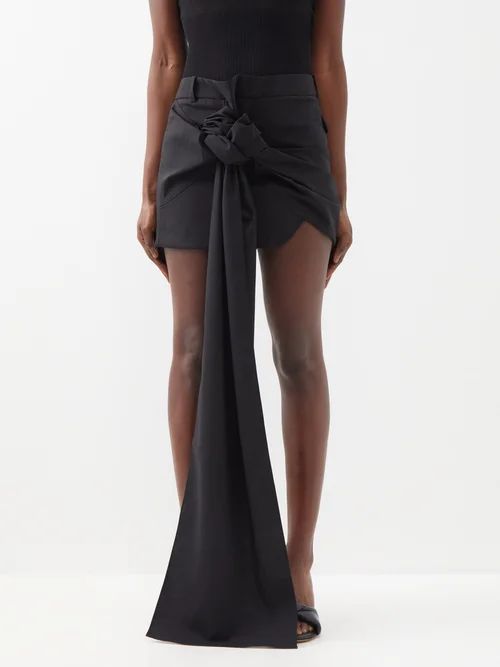 Baccala Fixed-knot Wool-blend Mini Skirt - Womens - Black