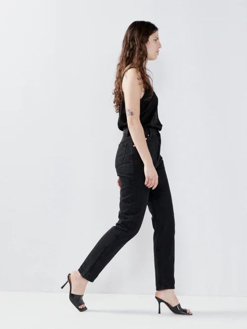 Rise Organic-cotton High-waist Straight-leg Jeans - Womens - Black