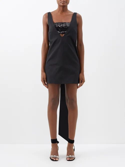 Irie Sequinned-insert Bow-trim Dress - Womens - Black