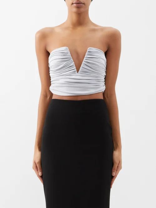 Sesis Ruched Cropped Top - Womens - Silver