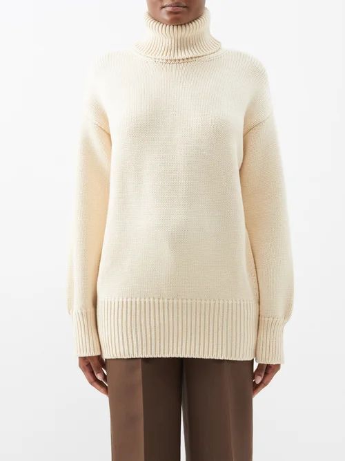 Ludo Roll-neck Merino-blend Sweater - Womens - Beige