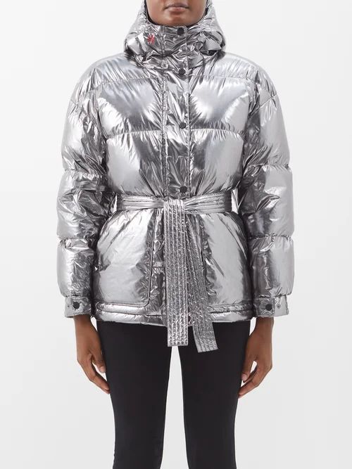 Oversized Ii Quilted Down Hooded Ski Jacket - Womens - Silver