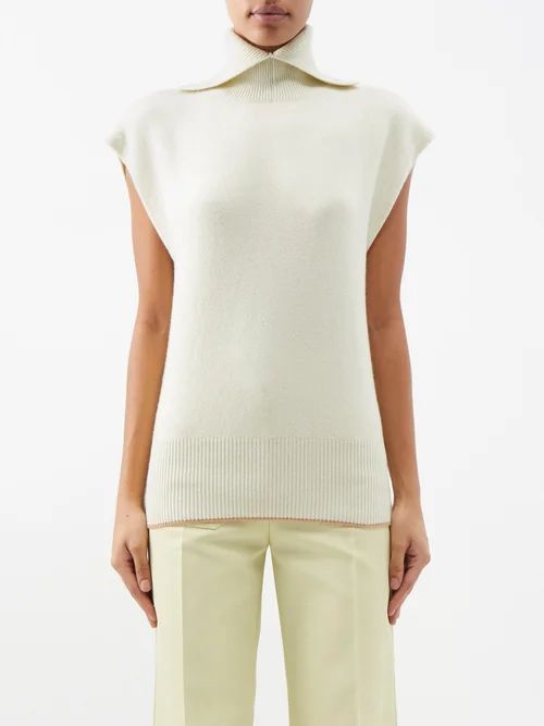 Sleeveless Stretch-cashmere Roll-neck Top - Womens - Off White