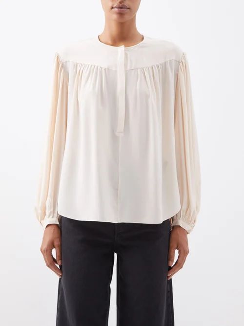 Brunille Silk Crepe De Chine Blouse - Womens - Ivory