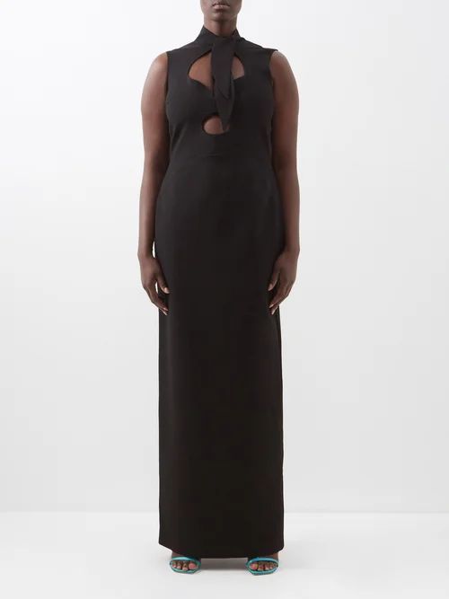 Kamaria Cutout Crepe Gown - Womens - Black