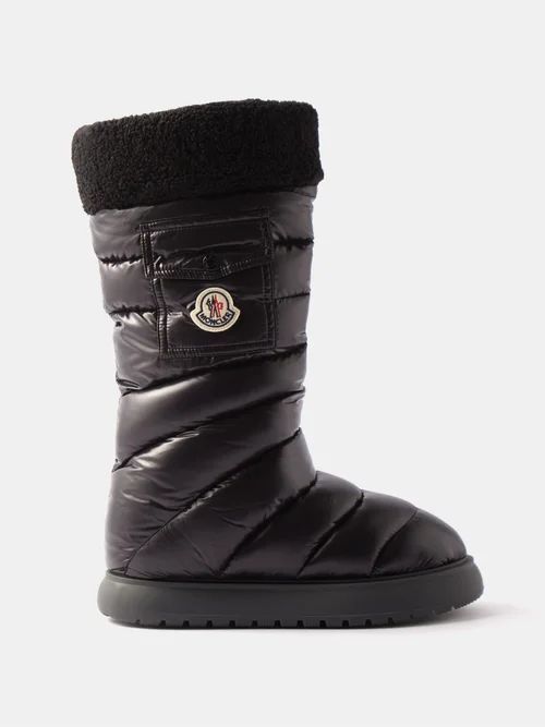 Gaia Pocket Quilted-down Snow Boots - Womens - Black