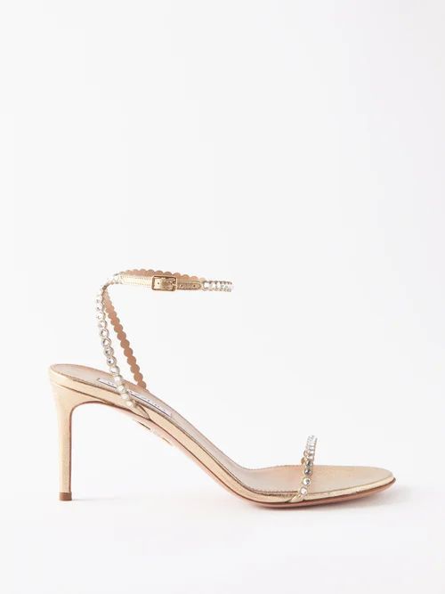 Mini-tequila Crystal Metallic-leather Sandals - Womens - Gold