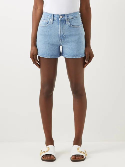 High-rise Denim Shorts - Womens - Mid Denim
