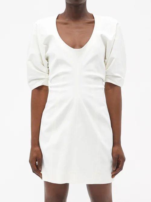 Scoop-neck Technical-blend Mini Dress - Womens - Ivory