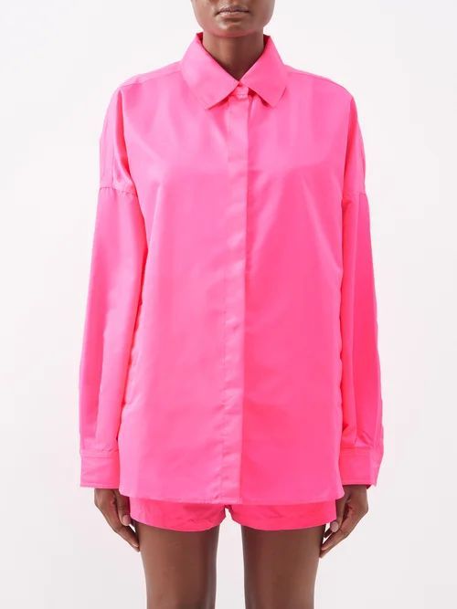 Perla Oversized Twill Shirt Jacket - Womens - Pink