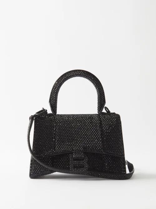 Hourglass Xs Crystal-embellished Handbag - Womens - Black