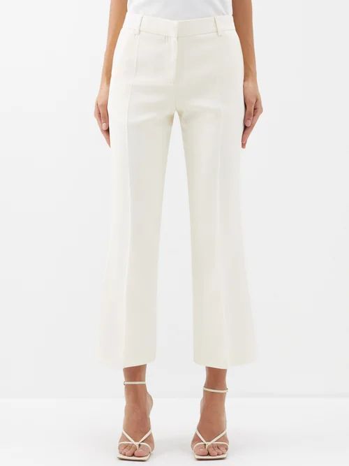Fossett Cropped Crepe Trousers - Womens - Ivory