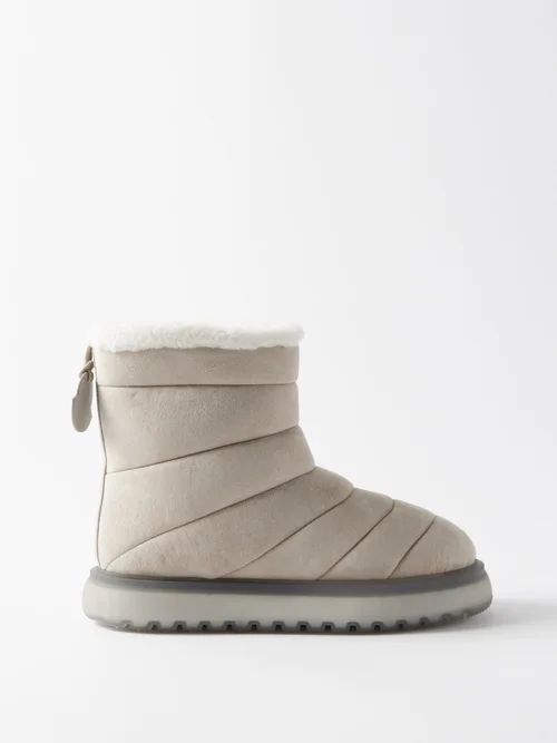Hermosa Shearling Suede Snow Boots - Womens - Beige