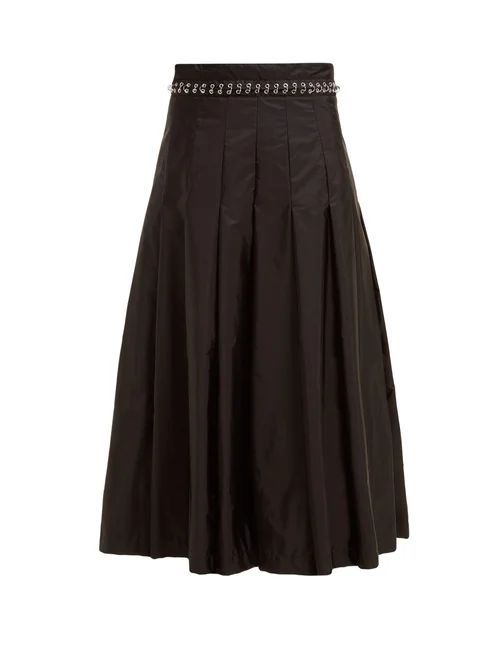 Eyelet-chain Pleated Skirt - Womens - Black