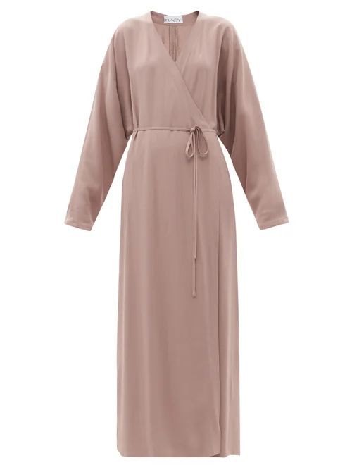 Dolman-sleeve Side-split Wrap Dress - Womens - Light Pink