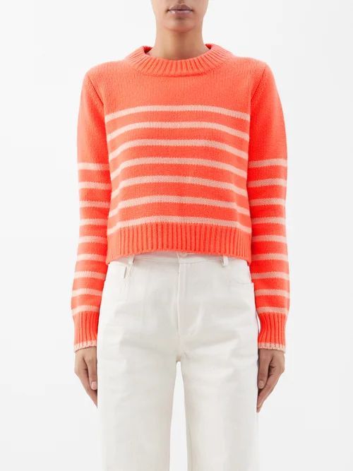Mini Marin Striped Wool-blend Sweater - Womens - Coral