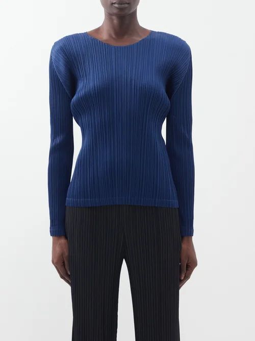 Technical-pleated Top - Womens - Midnight Blue