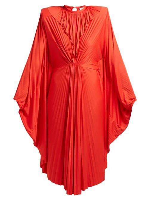 Sunburst-pleated Jersey Midi Dress - Womens - Red